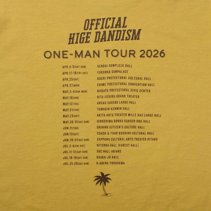 one-man tour 2026 Tシャツ マスタード – Official髭男dism ONLINE STORE